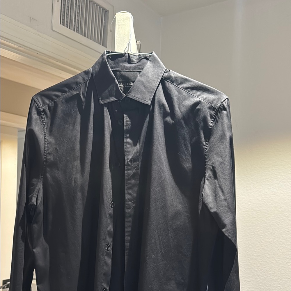 Rag n Bone Fit 1, 15.5 Men’s Button up All Black